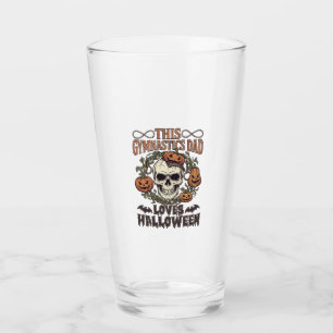 Gymnastics Dad Loves Halloween Skull Pumpkins Bats Glass