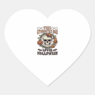 Gymnastics Dad Loves Halloween Skull Pumpkins Bats Heart Sticker