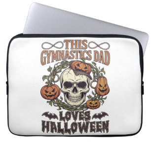 Gymnastics Dad Loves Halloween Skull Pumpkins Bats Laptop Sleeve