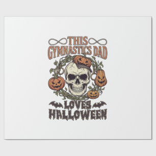 Gymnastics Dad Loves Halloween Skull Pumpkins Bats Wrapping Paper