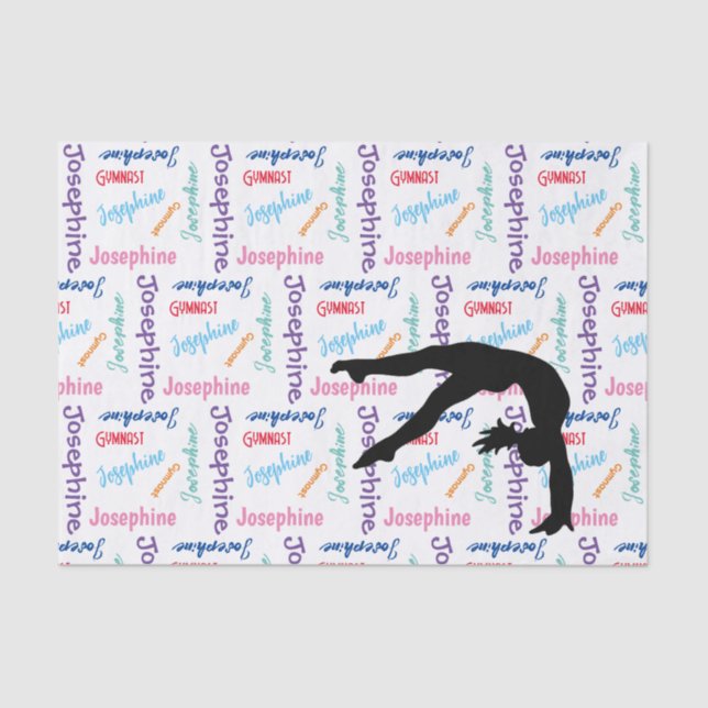 Gymnastics Dance Cheer Her Name & Sport All Over Tissue Paper (Front)