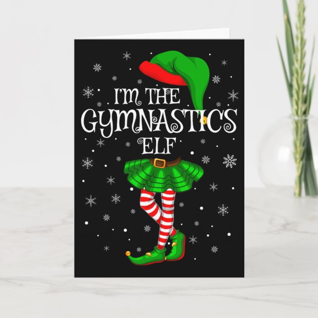 Gymnastics Elf Christmas Matching Family Women Gir Card (Front)
