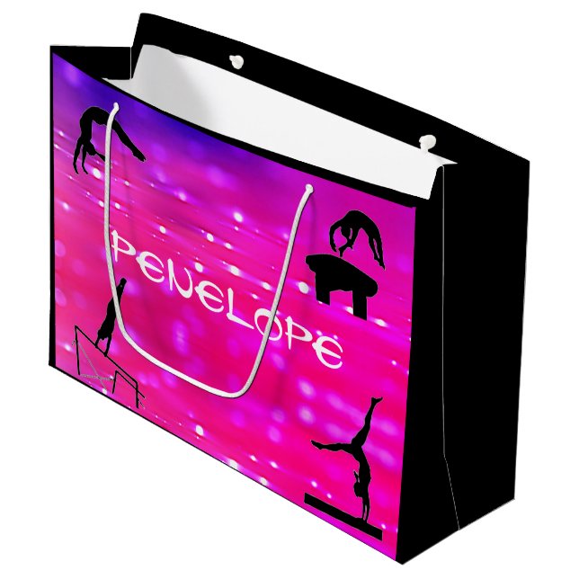 Gymnastics Events Gift Bag Personalised w/ Name (Front Angled)