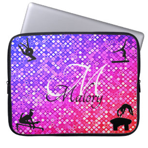 Gymnastics Events Monogram Sparkle Personalised Laptop Sleeve