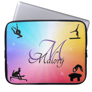 Gymnastics Events Rainbow Laptop Case with Name