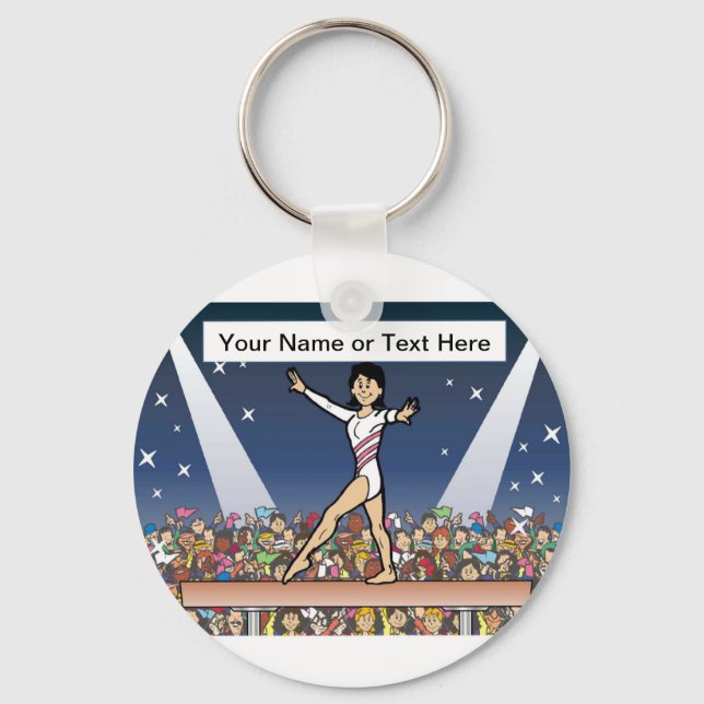 Gymnastics - Female Cartoon by PrintedPerfection  Key Ring (Front)