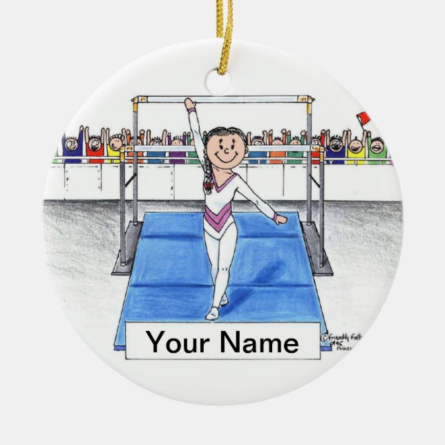 Gymnastics - Female Ceramic Tree Decoration (Front)