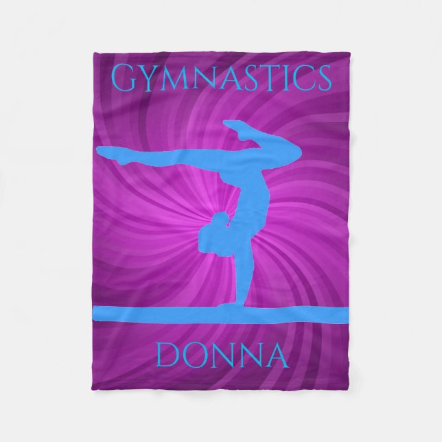 Gymnastics fleece blanket.  Personalised name. Blanket (Front)