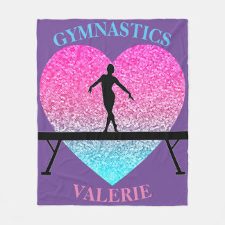Gymnastics Fleece Blanket w/ Name of Gymnast