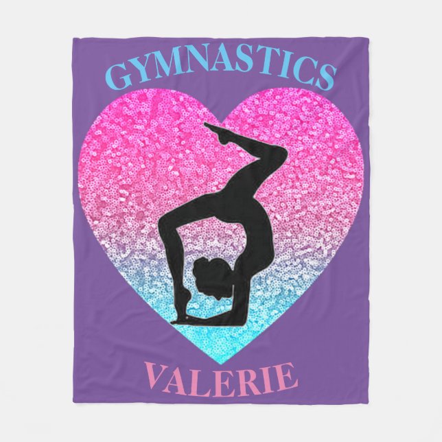 Gymnastics Fleece Blanket w/ Name of Gymnast (Front)