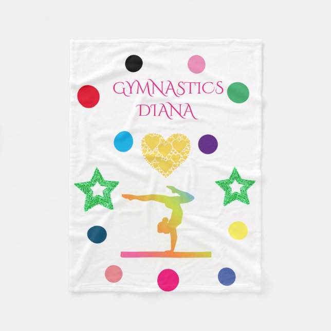 "GYMNASTICS" fleece blanket with custom name. (Front)