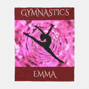 Gymnastics fleece blanket with personalised name.