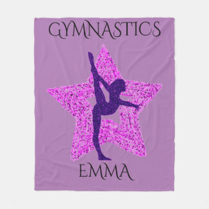 Gymnastics fleece blanket with personalised name.