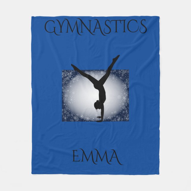 Gymnastics fleece blanket with personalised name. (Front)