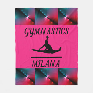 GYMNASTICS FLEECE BLANKET with personalised name.