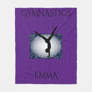 Gymnastics fleece blanket with personalised name.