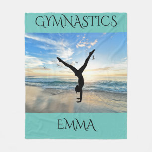 Gymnastics fleece blanket with personalised name.