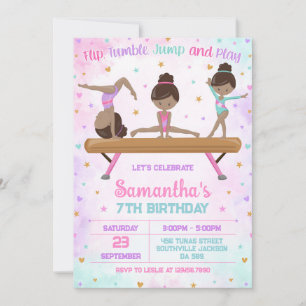 Gymnastics Flip Tumble Jump Birthday Invitation