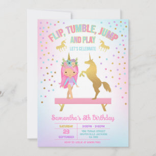 Gymnastics Flip Tumble Jump Birthday Invitation