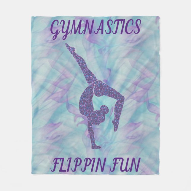 GYMNASTICS "FLIPPIN FUN" FLEECE BLANKET. BLANKET (Front)
