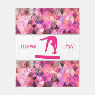 GYMNASTICS "FLIPPIN FUN" FLEECE BLANKET. BLANKET