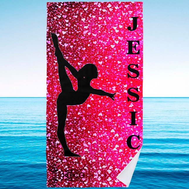 Gymnastics Floating Hearts Beach Towel (Creator Uploaded)