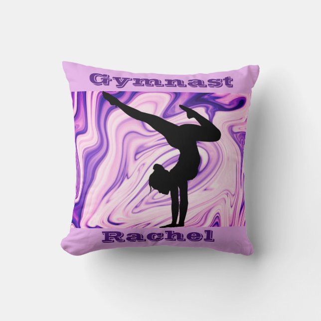 Gymnastics Floor, Beam, Vault, Bars Custom Purple Cushion (Front)
