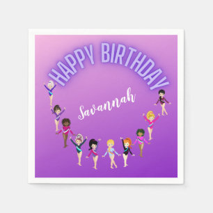 Gymnastics Friends "Happy Birthday" Purple Ombre   Napkin