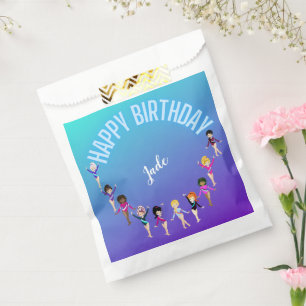 Gymnastics Friends "Happy Birthday" Turquoise Favour Bags
