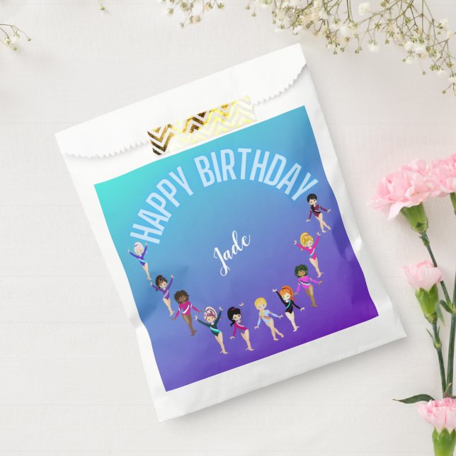 Gymnastics Friends "Happy Birthday" Turquoise  Favour Bags (Sealed)