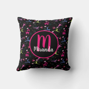 Gymnastics Fun Print Monogrammed  Cushion