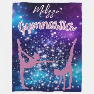Gymnastics Galaxy Purple Turquoise Personalised Fleece Blanket