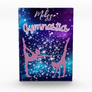 Gymnastics Galaxy Purple Turquoise Personalised Photo Block