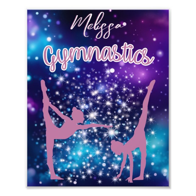 Gymnastics Galaxy Purple Turquoise Personalised Photo Print (Front)