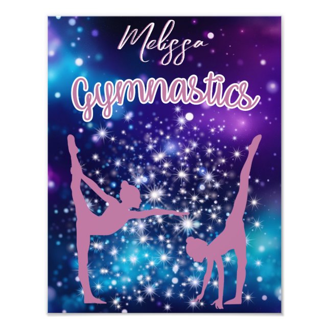 Gymnastics Galaxy Purple Turquoise Personalised Photo Print (Front)