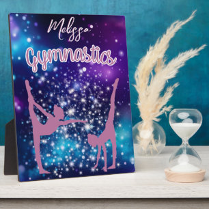 Gymnastics Galaxy Purple Turquoise Personalised Plaque