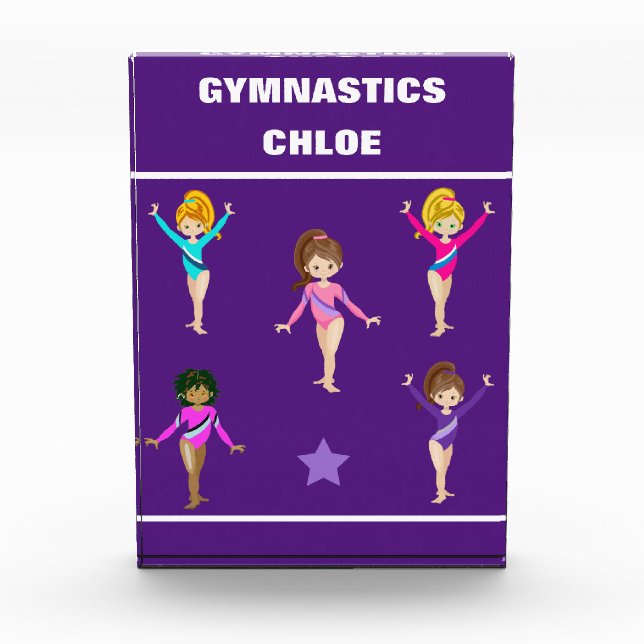 GYMNASTICS GIFT WITH 5 GYMNASTS PERSONALIZED PHOTO BLOCK (Front)