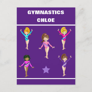 GYMNASTICS GIFT WITH 5 GYMNASTS PERSONALIZED POSTCARD