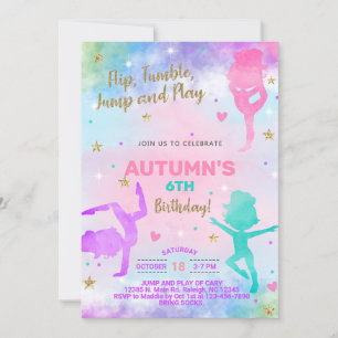 Gymnastics girl birthday invitation. invitation