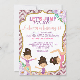 Gymnastics girl birthday invitation. invitation