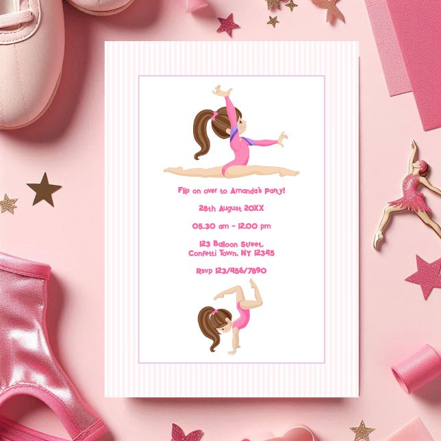 Gymnastics Girl Birthday Party Photo Invitation (Gymnastics Girl Birthday Party Photo Invitation)