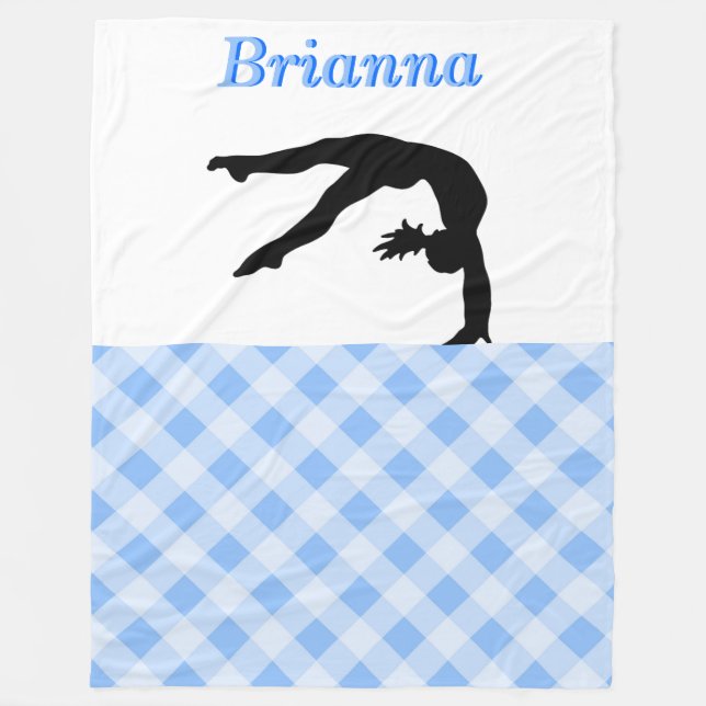 Gymnastics Girl Blissful in Blue Personalised Fleece Blanket (Front)