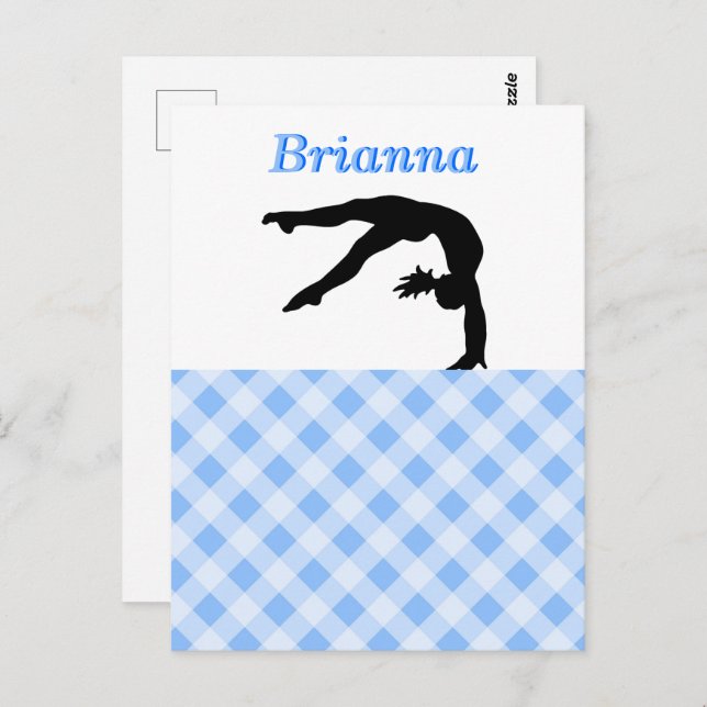 Gymnastics Girl Blissful in Blue Personalised Postcard (Front/Back)