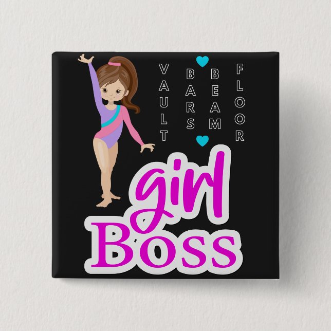 Gymnastics Girl Boss   15 Cm Square Badge (Front)