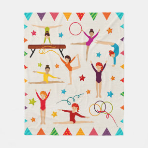 GYMNASTICS GIRL CLIPART QUILT FLEECE BLANKET