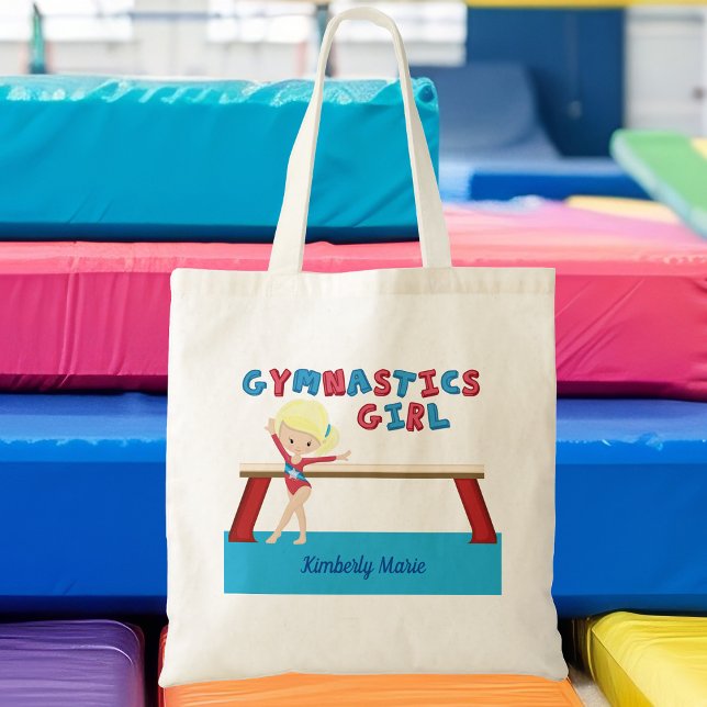 Gymnastics Girl Cute Blonde Gymnast Tote Bag (Creator Uploaded)