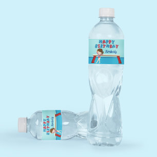 Gymnastics Girl Cute Custom Happy Birthday Party Water Bottle Label