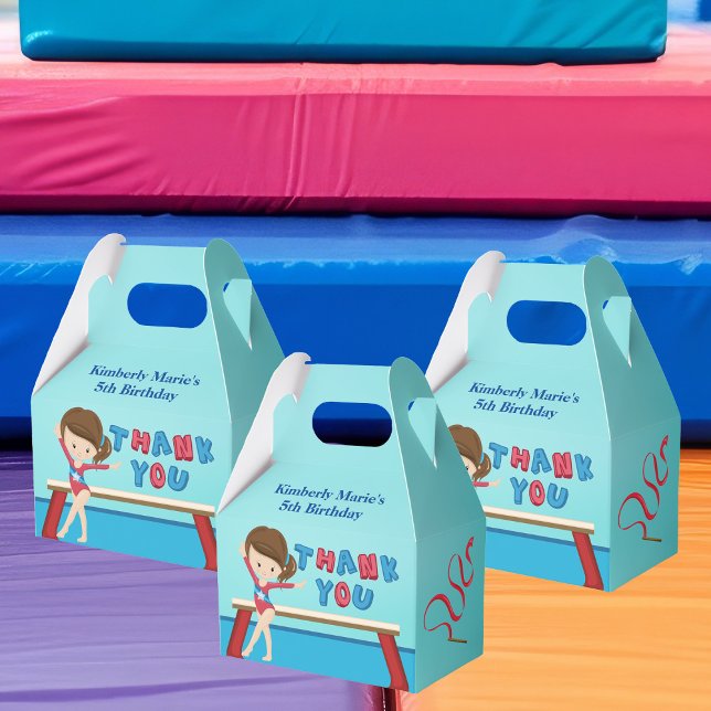 Gymnastics Girl Cute Gymnast Kids Birthday Party Favour Box (Creator Uploaded)