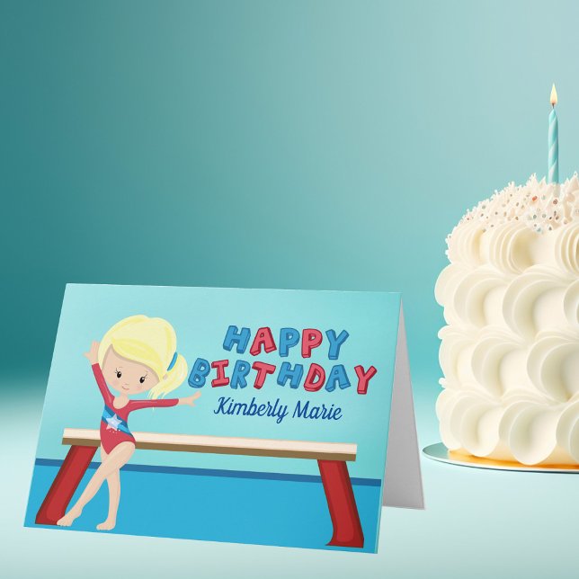 Gymnastics Girl Cute Gymnast Personalised Birthday Card (Creator Uploaded)