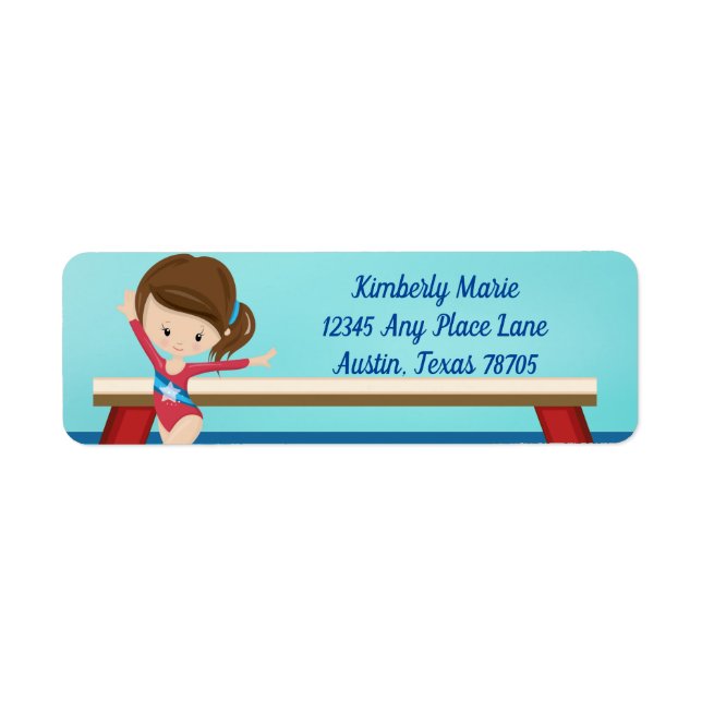 Gymnastics Girl Cute Gymnast Return Address (Front)